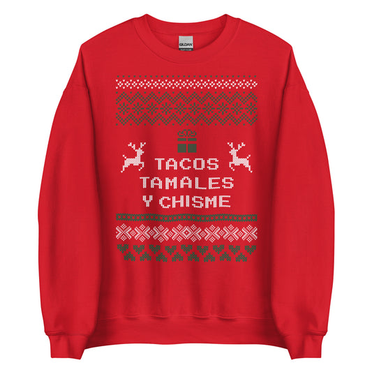 Tacos, Tamales y Chisme Ugly Christmas Sweater